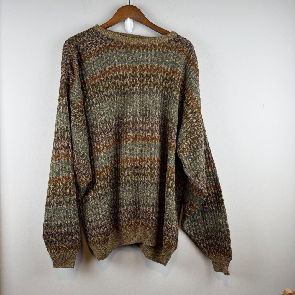 VTG Marc Edwards Oversized Striped Sweater Mens XXL Multicolor Knit Grandpa Core